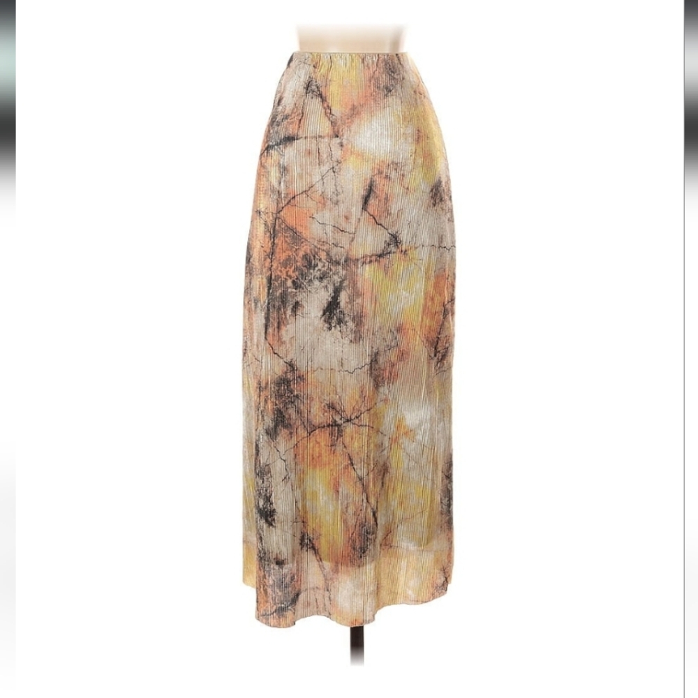 Gold tie-dye print maxi skirt